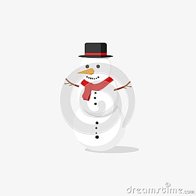 Happy snowman isolated on grey background Vector Illustration