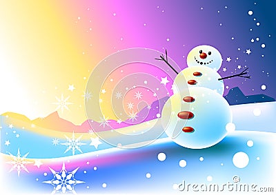 Happy Snowman Scene Stock Photo