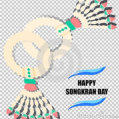 Happy Songkran Day background with jasmine garland Vector Illustration