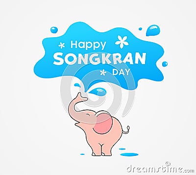 Happy Songkran Day Thailand festival, pink elephant water splash design Vector Illustration