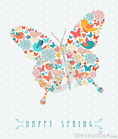 Happy Spring colorful butterfly concept Vector Illustration