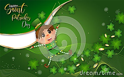 Happy St. Patrick's Day with cauldron , coins ,clovers and hat to event of vector illustration Vector Illustration