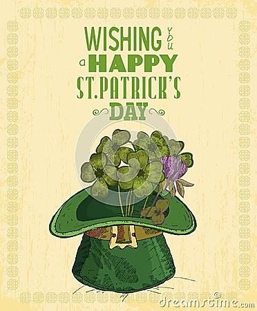 Happy St. Patrick's day greeting card. Vector Illustration