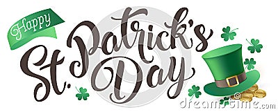 Happy St. Patrick`s Day isolated on a white background. Vector Illustration