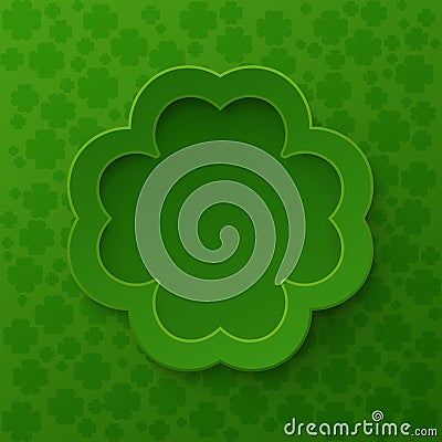 Happy St. Patrick's Day Poster. Clover frame Vector Illustration