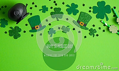 Happy St. patrick's day rectangular postcard, flyer, greeting card Stock Photo