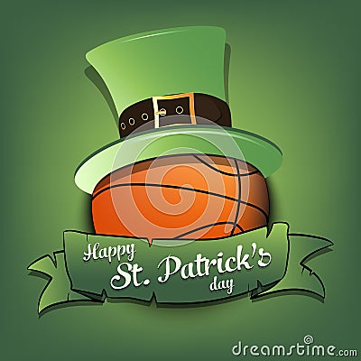 Happy St. Patricks day and basketball ball Vector Illustration