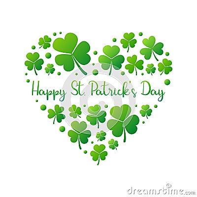 Happy St. Patricks Day vector heart on white background Vector Illustration