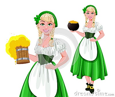 Happy St Patricks Day, set of two poses Vector Illustration