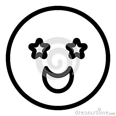 Happy stars eyes icon, outline style Vector Illustration