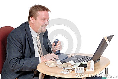 Happy stock trader Stock Photo