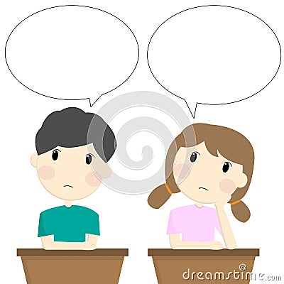 Happy students are talking with speech bubble.Vector illustration character design.. Cartoon Illustration