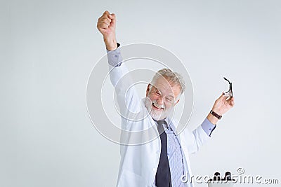 Happy success professor scientist to solve in science research Stock Photo