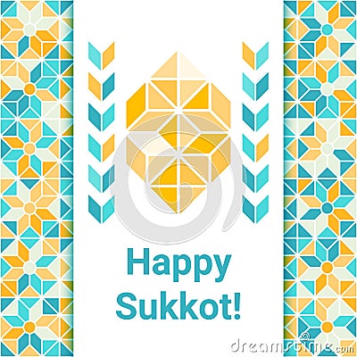 Happy Sukkot greeting card with etrog Vector Illustration