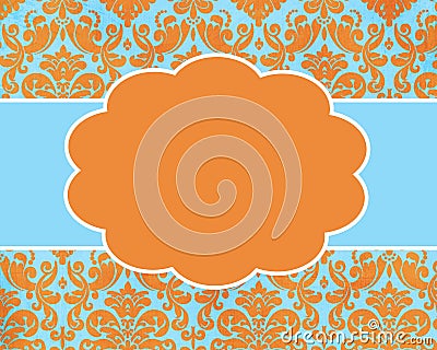 Happy Summer Damask Card Background Template Stock Photo