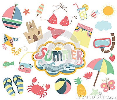 Happy Summer Day Collections Vector Illustration