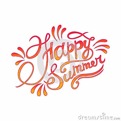 Happy summer hand lettering vector Vector Illustration