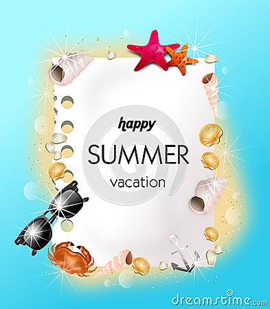 Happy summer vacation Cartoon Illustration