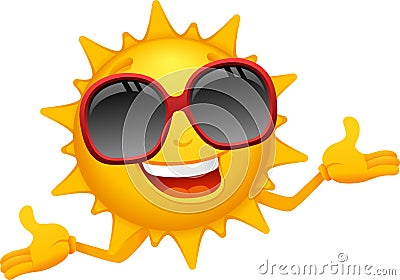 Happy sun cartoon Vector Illustration