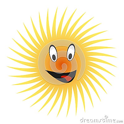 Happy sun play the ape shows tongue from mouth Vector Illustration