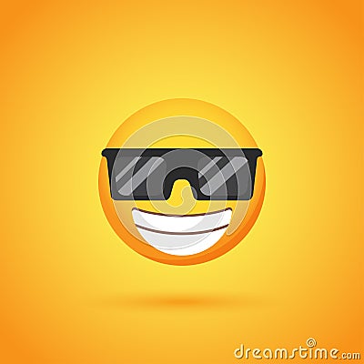 Happy sunglasses emoticon smile icon with shadow for social network design Vector Illustration