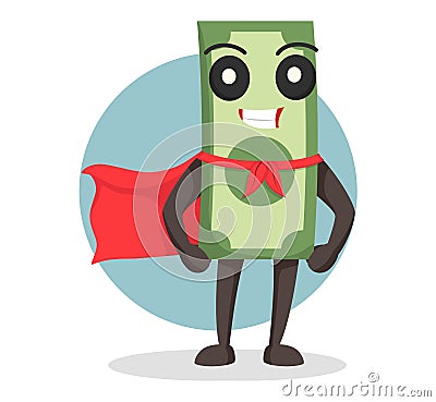 Happy super money with standing pose Vector Illustration