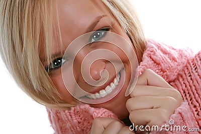 Happy Sweater Girl Stock Photo