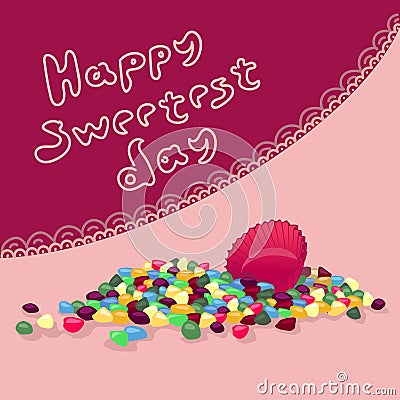 Happy sweetest day concept background, greetings card. Colorful vector illustration, hand drawn style. Vector Illustration