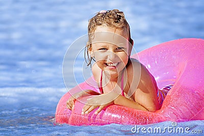 Happy Swiming in the Sea Stock Photo