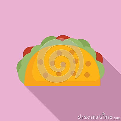 Happy taco icon flat vector. Tacos menu Stock Photo