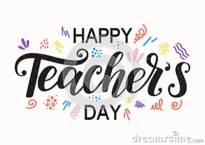 Happy Teacher's Day hand sketched typography as card or social media post template. Happy Teachers day lettering Vector Illustration