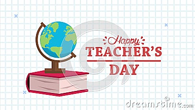 Happy Teachers Day Animation Lettering with World Map and Book Stock  Footage - Video of read, animation: 195858782