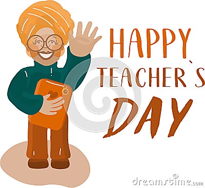 Happy teachers day happy world hindi teacher`s day set illustration worker set vector flat people happy smile Vector Illustration