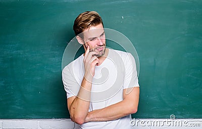 Happy teachers day. Master of simplification. Man teacher in front of chalkboard. Teaching could be more fun. Teacher Stock Photo