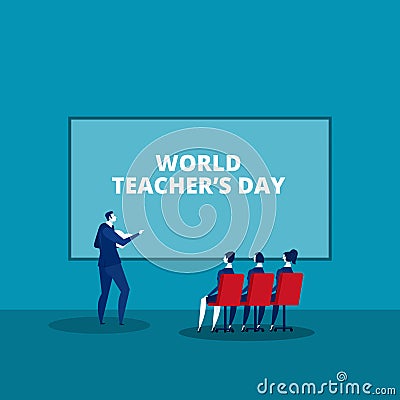 Happy Teachers day in office concept - meeting share idea concept Vector Vector Illustration