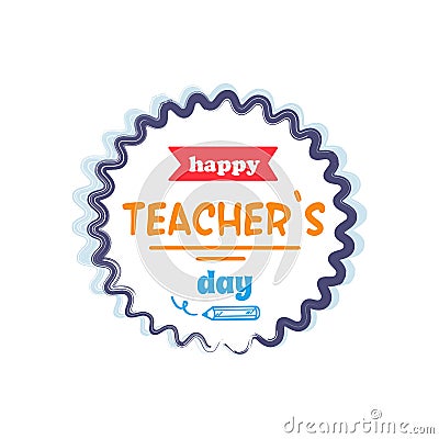 Happy Teachers Day Vector Illustration Orange Rays Vector Illustration