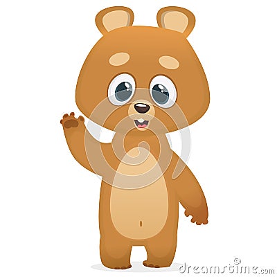 Happy teddy bear raising his arms. Vector illustration. Vector Illustration