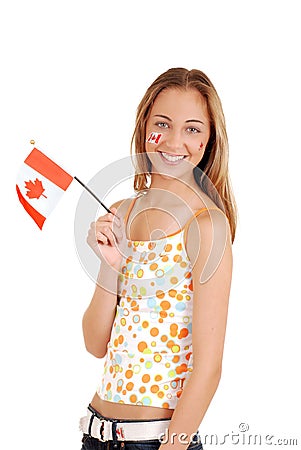 Happy teen girl celebrating Canada day Stock Photo