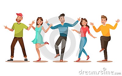 Happy teens character design. Teens dancing vector. no2 Vector Illustration