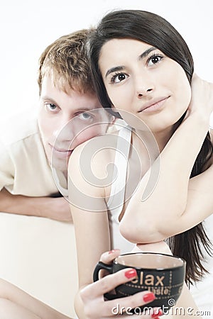 Happy teens couple sharing good moments Stock Photo