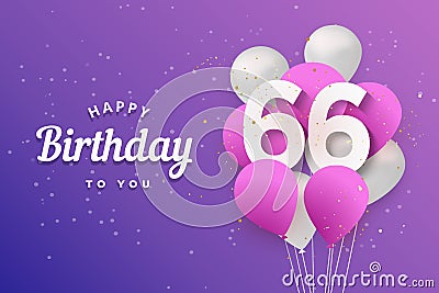 Happy 66th birthday balloons greeting card background. Vector Illustration