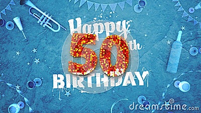 Happy 50th Birthday Card with beautiful details Stock Photo