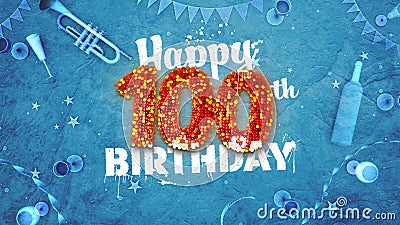 Happy 100th Birthday Card with beautiful details Stock Photo