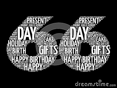 Happy 66th birthday word cloud Stock Photo