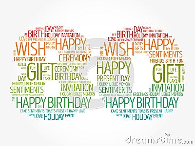 Happy 80th birthday word cloud, holiday concept background Stock Photo