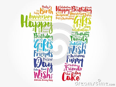 Happy 17th birthday word cloud Stock Photo