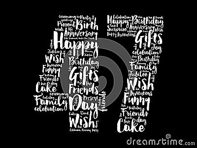 Happy 47th birthday word cloud, holiday concept background Stock Photo