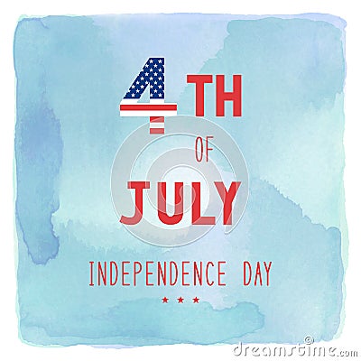 Happy 4th of July on blue and green watercolor background Stock Photo