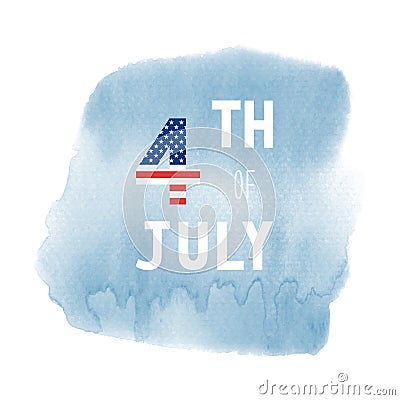 Happy 4th of July on blue watercolor background Stock Photo