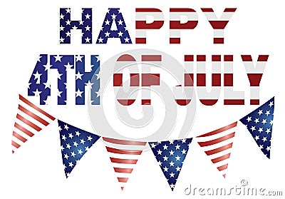 Happy 4th of July with Flags Illustration Vector Illustration